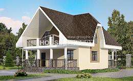 125-001-Л Проект двухэтажного дома мансардой, доступный домик из пеноблока Железногорск, House Expert