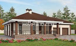 160-015-П Проект одноэтажного дома и гаражом, экономичный загородный дом из газосиликатных блоков Щигры, House Expert