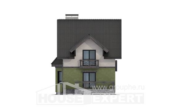 120-003-П Проект двухэтажного дома с мансардным этажом, бюджетный загородный дом из поризованных блоков Курск, House Expert