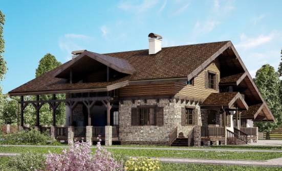 320-002-П Проект двухэтажного дома с мансардой, огромный загородный дом из кирпича Курчатов | Проекты домов от House Expert