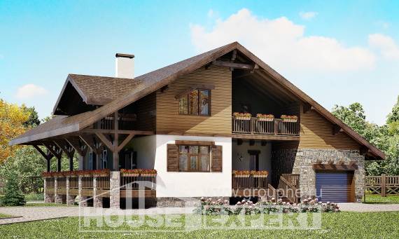 220-005-П Проект двухэтажного дома мансардный этаж, гараж, красивый дом из кирпича Курчатов, House Expert