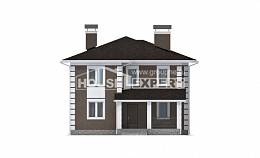 185-002-П Проект двухэтажного дома, скромный коттедж из газосиликатных блоков Железногорск, House Expert