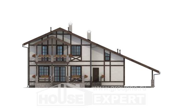 250-002-Л Проект двухэтажного дома мансардой, гараж, современный загородный дом из кирпича Курск, House Expert