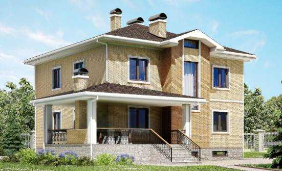 350-002-Л Проект трехэтажного дома, гараж, большой загородный дом из кирпича Железногорск | Проекты домов от House Expert