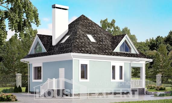 110-001-Л Проект двухэтажного дома с мансардным этажом, скромный дом из газосиликатных блоков Курск, House Expert