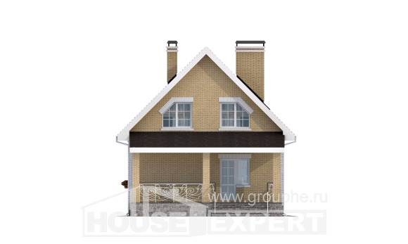 130-004-П Проект двухэтажного дома с мансардным этажом, доступный загородный дом из газосиликатных блоков Курск, House Expert