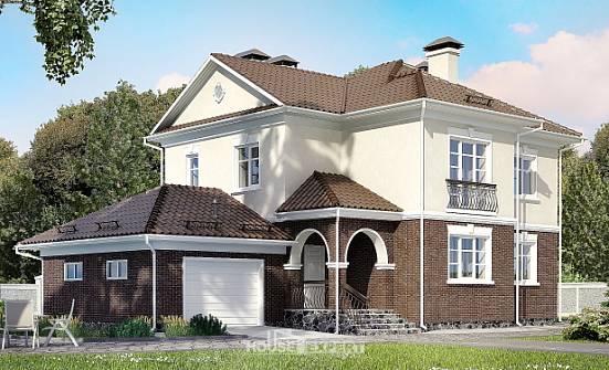 190-002-Л Проект двухэтажного дома, гараж, просторный дом из арболита Курчатов | Проекты домов от House Expert