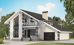 180-001-П Проект двухэтажного дома с мансардой и гаражом, компактный домик из твинблока Железногорск, House Expert