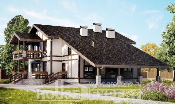 250-002-Л Проект двухэтажного дома мансардный этаж, гараж, простой дом из кирпича Курск, House Expert
