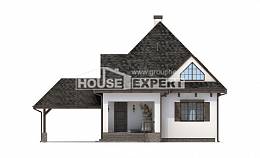 110-002-Л Проект двухэтажного дома мансардой, гараж, скромный коттедж из теплоблока Курск, House Expert