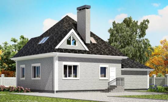 135-001-Л Проект двухэтажного дома с мансардным этажом, гараж, простой загородный дом из кирпича Железногорск | Проекты домов от House Expert