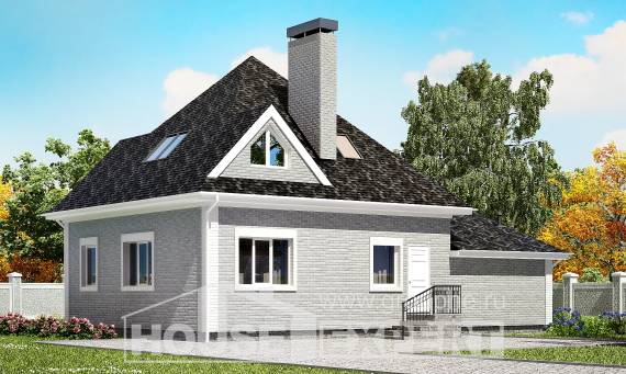 135-001-Л Проект двухэтажного дома мансардный этаж и гаражом, небольшой загородный дом из кирпича Щигры, House Expert