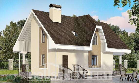 125-001-Л Проект двухэтажного дома с мансардным этажом, экономичный коттедж из газосиликатных блоков Железногорск, House Expert