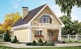 130-004-П Проект двухэтажного дома с мансардой, красивый загородный дом из бризолита Курск, House Expert