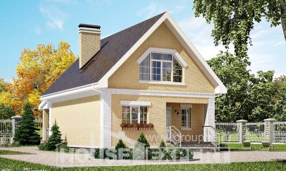 130-004-П Проект двухэтажного дома с мансардой, красивый загородный дом из бризолита Курск, House Expert