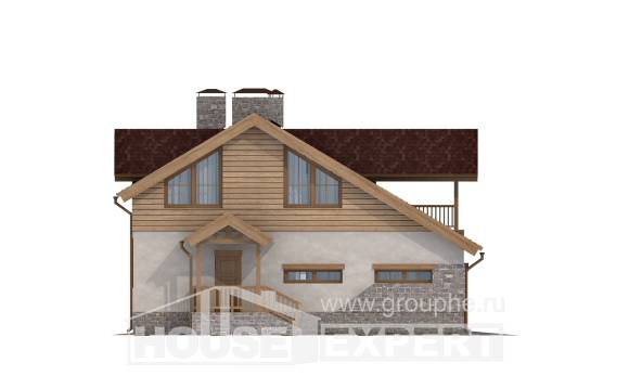165-002-П Проект двухэтажного дома с мансардой, гараж, простой дом из блока Курск, House Expert