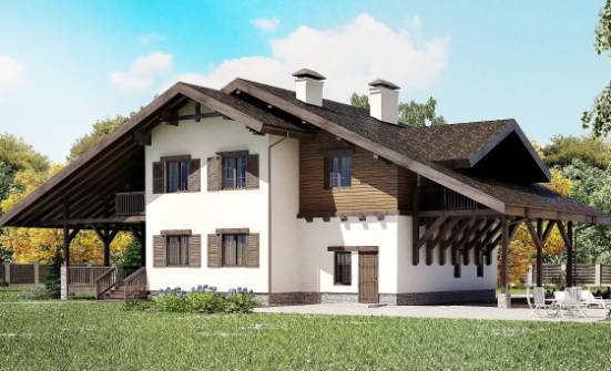 270-001-Л Проект двухэтажного дома мансардой, гараж, классический загородный дом из кирпича Железногорск | Проекты домов от House Expert