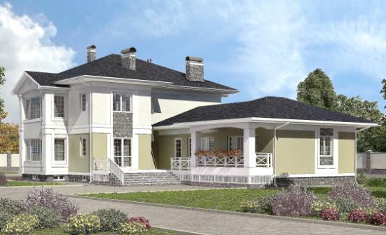 620-001-Л Проект трехэтажного дома и гаражом, современный загородный дом из пеноблока Курск | Проекты домов от House Expert