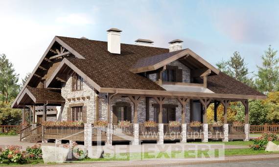 340-003-П Проект двухэтажного дома мансардой и гаражом, красивый коттедж из кирпича Железногорск, House Expert