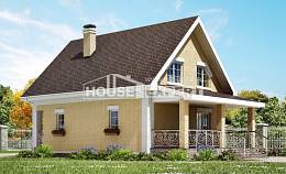 130-004-П Проект двухэтажного дома мансардой, уютный загородный дом из керамзитобетонных блоков Курчатов, House Expert