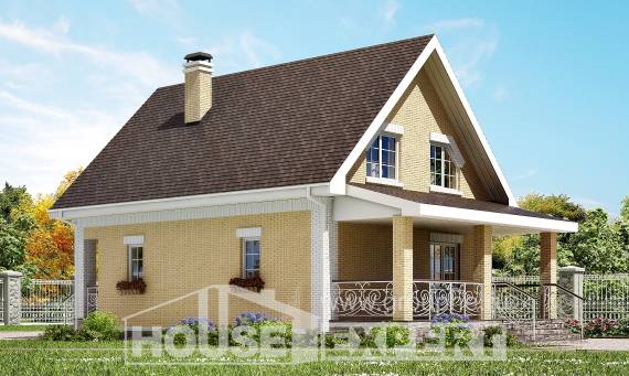 130-004-П Проект двухэтажного дома мансардой, экономичный домик из бризолита Железногорск, House Expert