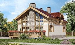 165-002-П Проект двухэтажного дома с мансардой и гаражом, уютный дом из газобетона Железногорск, House Expert