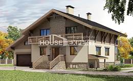 420-001-Л Проект трехэтажного дома с мансардой, гараж, красивый домик из кирпича Курчатов, House Expert